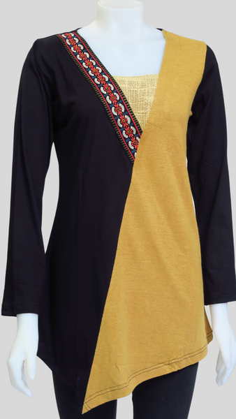 RJ-T23913-CM Embroidered Hemp Cotton Tunic