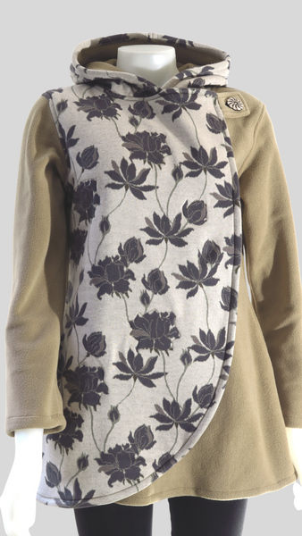 TT-J23115-CM Fleece Flower Jacquard Swing Hoody Jacket