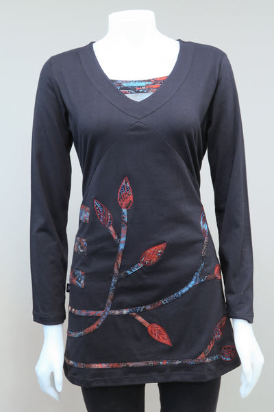 Printed Leaf Applique Top