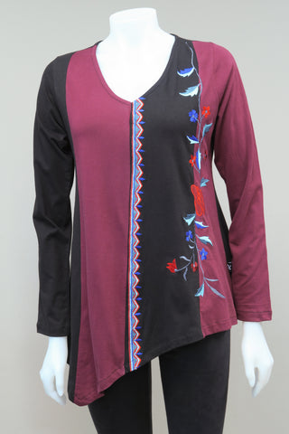 V-neck Panelled Emb. Tunic