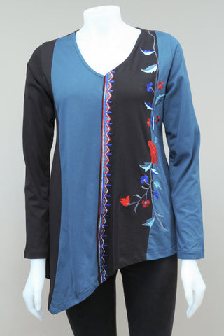 V-neck Panelled Emb. Tunic