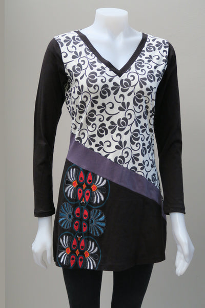 Organic Cotton V-Neck Emb. Tunic