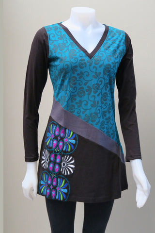 Organic Cotton V-Neck Emb. Tunic